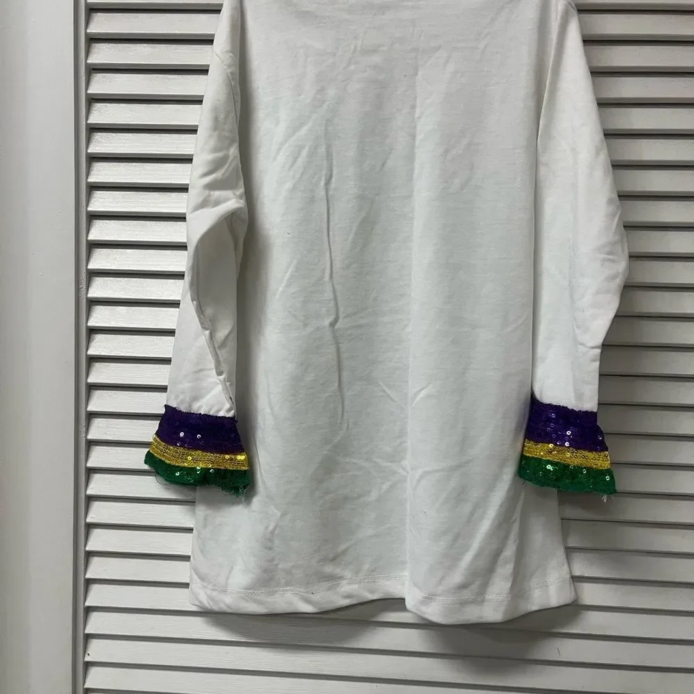 NWT✨KAPLIN✨xl✨Kids White Shirt with Multicolor Cuffs